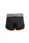 TF014 OEM Girls Black Sports Drawstring Shorts with Contrast Orange Trims