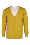 CAR003  yellow V-Neck style knit cardigan