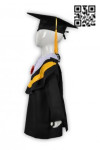 DA014 Black Graduation Gown with Hat for Children Toga Cap