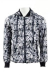 J476 gray pattern zipper hooded jacket