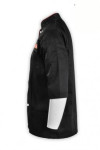 KI079 Custom Make Chef Outfits Unique Chef Coats Singapore Black Jacket Uniform with White Buttons and Red Piping 