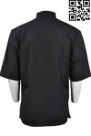 KI087 Stylish Monogrammed Chef Coat Fitted Black Chef Jacket Workwear for Men Singapore