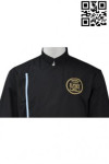 KI087 Stylish Monogrammed Chef Coat Fitted Black Chef Jacket Workwear for Men Singapore