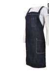 AP091 Personalized Industrial Blue Denim Aprons with 1 Chest Pocket & 2 Hip Pockets Durable Women Ladies Apron for Cafes Restaurants Bistro