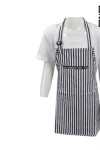 AP072 Custom made Black & White Pinstripe Kitchen Cooking Apron Striped Pattern Bib Aprons with Adjustable Neck Strap F&B Workwear Uniforms