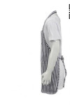 AP072 Custom made Black & White Pinstripe Kitchen Cooking Apron Striped Pattern Bib Aprons with Adjustable Neck Strap F&B Workwear Uniforms