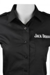 BG020 Bespoke Bar Girl Uniforms Customised Black Long Sleeve Shirt Workwear