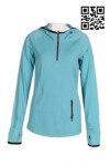 W181 Custom made Women's Activewear Light Blue Running Jacket with Half Zip and Pocket 