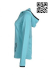W181 Custom made Women's Activewear Light Blue Running Jacket with Half Zip and Pocket 