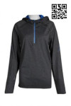 W184 Customize Ladies Sports Tops with Contrast Zip Hoodie 