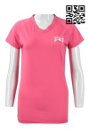 W199 Customized Women's Gym Top Pink V-neck Short Sleeves Workout Shirt