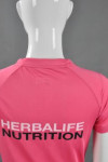 W199 Customized Women's Gym Top Pink V-neck Short Sleeves Workout Shirt