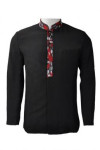 HL003 Custom Design Hotel Waiter Waitress Uniforms Long Sleeve Black Shirt with Stylish Collar Placket Design 