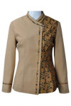 HL007 Custom made Hotel Attendant Server Uniforms Ladies Rosy Brown Long Sleeve Shirt with Batik Design