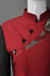 HL008 Tailor-made Red F&B Staff Uniforms Women's Asymmetrical Button Long Sleeve Blouse
