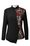 HL010 Custom Print Wait Staff Attendant Uniform Women's Asymmetrical Button Long Sleeve Top