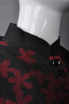 HL012 Custom Design Long Sleeve Hotel Uniforms Black & Red Mandarin Collar Restaurant Manager Shirt 