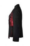 HL012 Custom Design Long Sleeve Hotel Uniforms Black & Red Mandarin Collar Restaurant Manager Shirt 