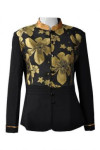 HL011 Bespoke Black and Gold Floral Print Shirt Restaurant Manager Uniforms