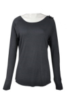 T674 Plain Black Long Sleeve Tee 