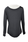 T674 Plain Black Long Sleeve Tee 