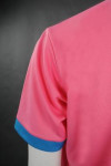 P851 Custom-Made Pink Polo Shirt With Blue Collar