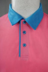 P851 Custom-Made Pink Polo Shirt With Blue Collar