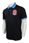 P875 Black Polo Shirt With Blue Collar Design