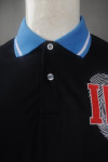 P875 Black Polo Shirt With Blue Collar Design