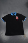 P875 Black Polo Shirt With Blue Collar Design