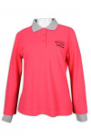 P1157 Pink Long Sleeves Polo-Shirt SG Design