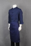 IG-BD-CN-024 Customize Unisex Hotel Chef Coat Blue Long-sleeved Chef Uniforms with Chinese Buttons