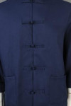 IG-BD-CN-024 Customize Unisex Hotel Chef Coat Blue Long-sleeved Chef Uniforms with Chinese Buttons