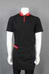 IG-BD-CN-026 Custom Order Short-Sleeved Waiter Uniforms with Contrast Collar and Matching Apron