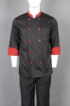 IG-BD-CN-061 Bespoke Double-breasted Chef Uniform with Contrast Cuffs Collar Buttons 