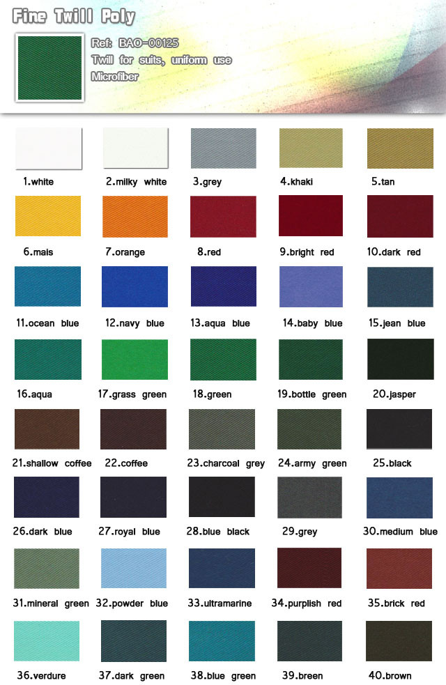 Fabric-Twill for suits uniform use-Fine twill poly-Bussine suits-Uniform use-20101013_Uniform-standard