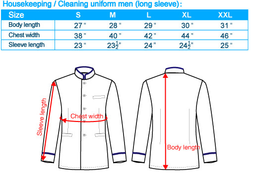 size-list-housekeeping cleaning uniform-long sleeve-male-20110408