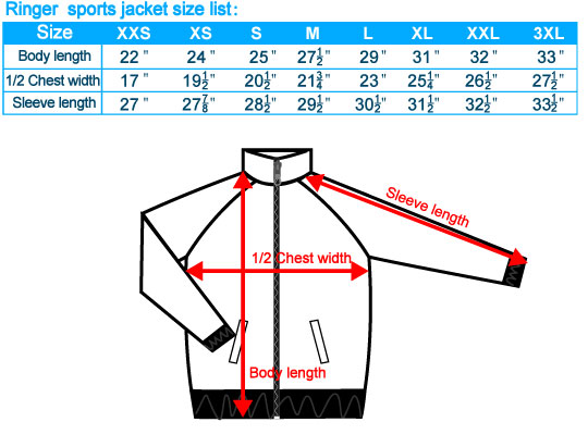 Jacket Outwear Size Chart SG